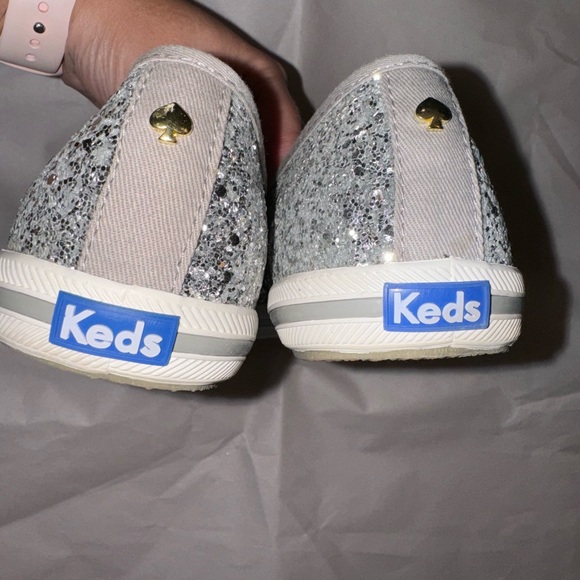 Keds X Kate New York Silver Glitter Champion Sneakers, Size 8.5 - Picture 8 of 10